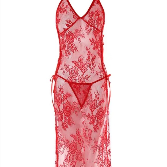 Lace up babydoll with thong - Picture 4 of 7